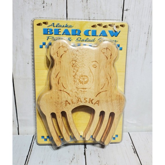 Alaska Bear Claw Wood Salad & Pasta Server NEW - Picture 1 of 5